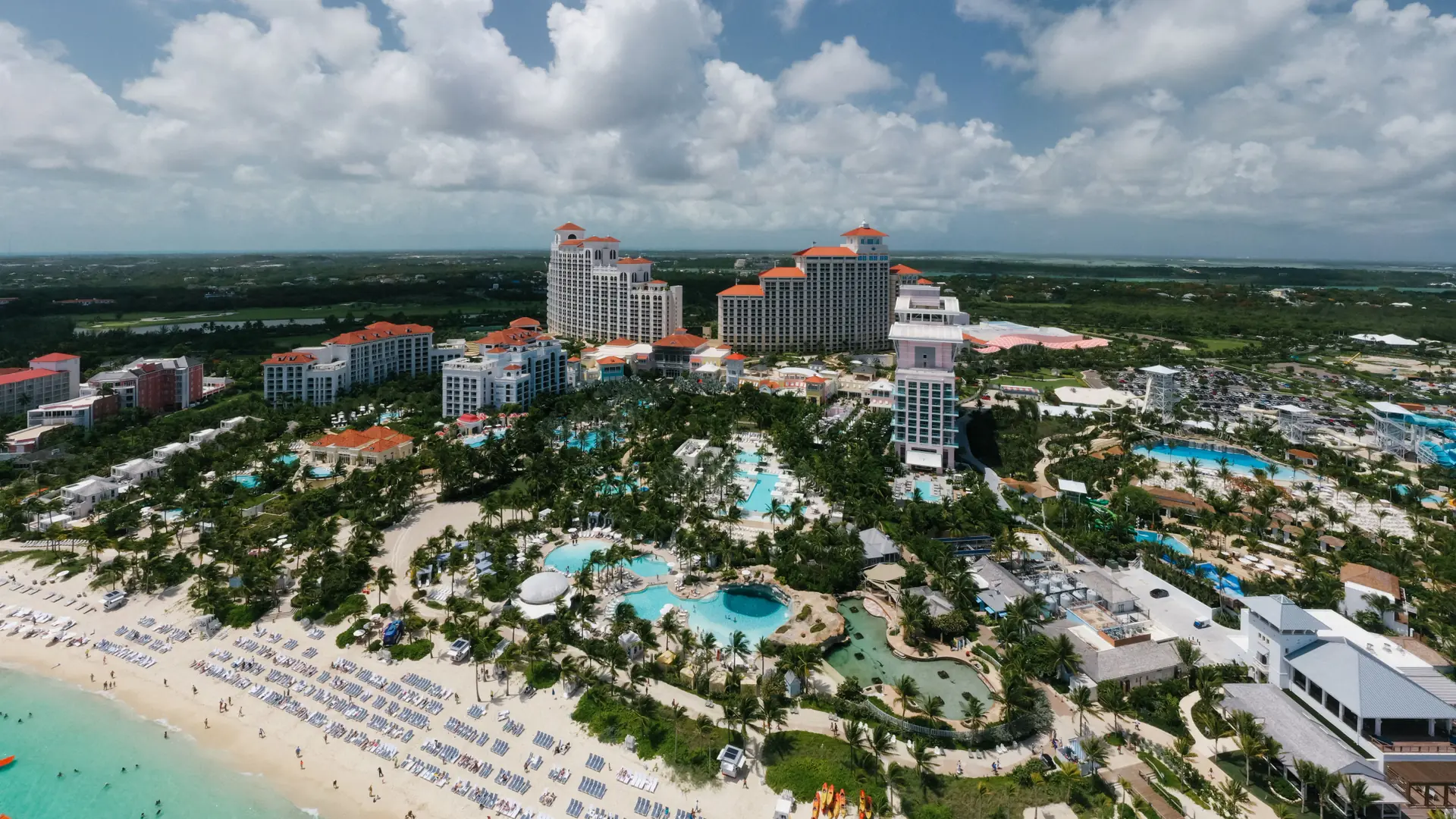 Baha Mar resort buildings beside Cable Beach in Nassau