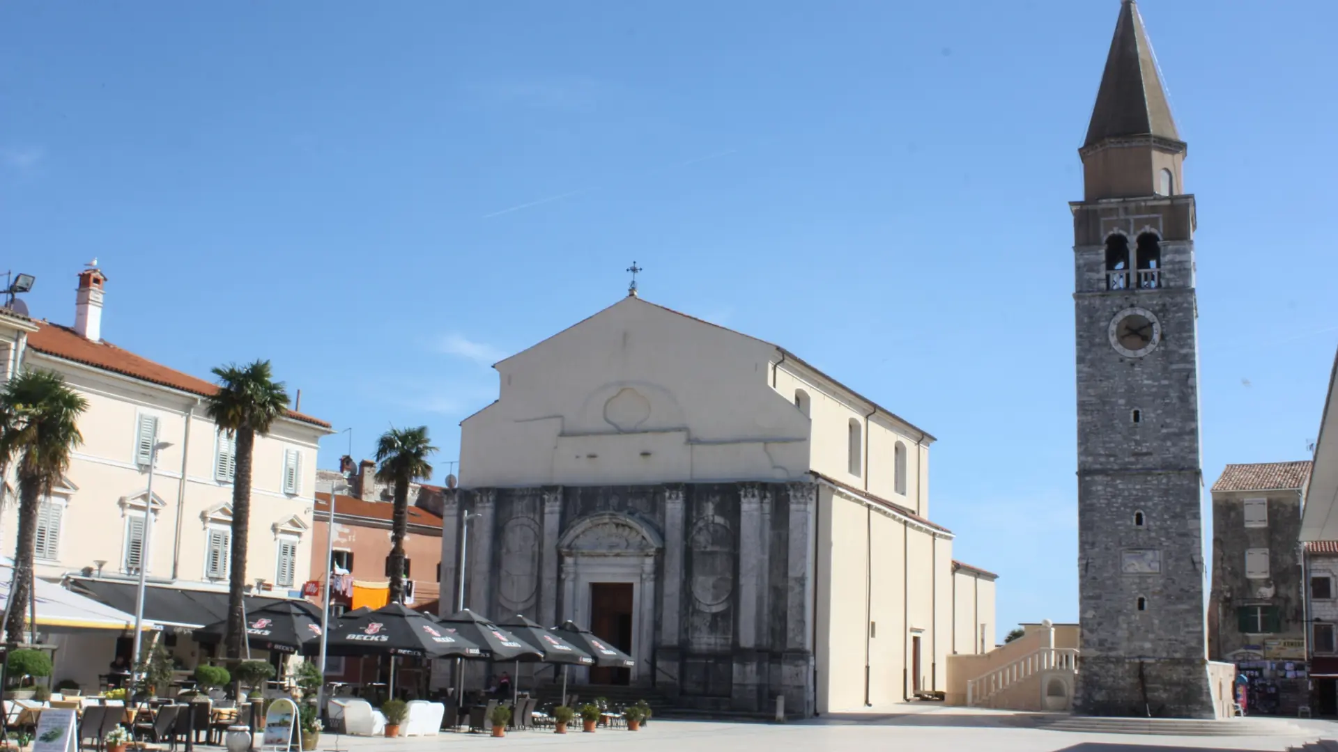 Church of the Assumption and bell tower on Trg Slobode in Umag