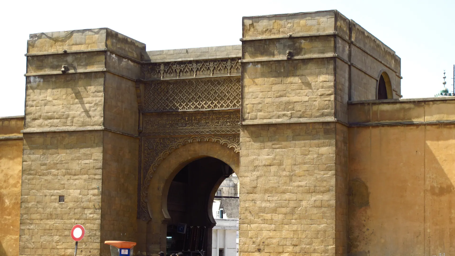 Stone gate at Bab Marrakech, an entrance to Casablanca's Old Medina
