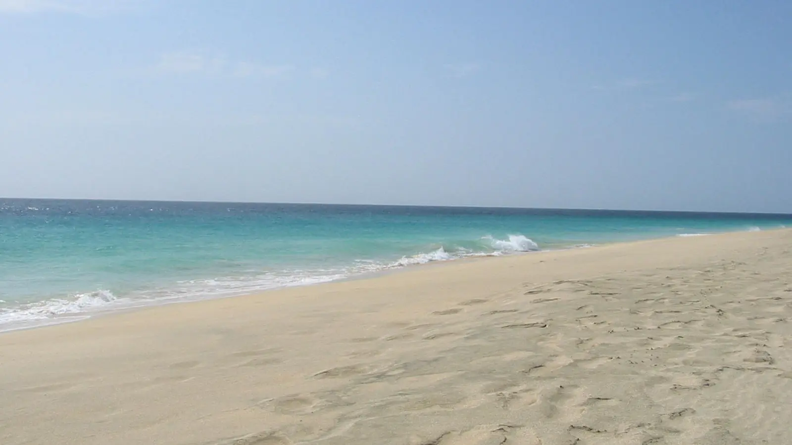Sunny beach, sand and sea at Santa Maria on Sal