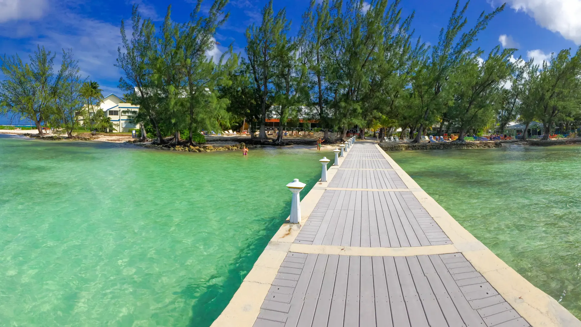 A wooden jetty at Rum Point on Grand Cayman