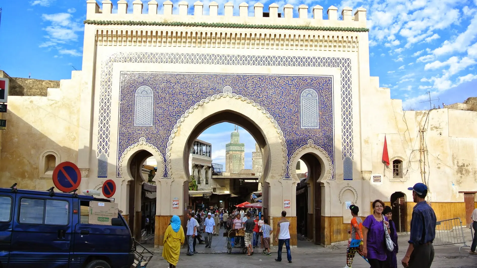 Bab Boujloud and Fez medina in bright natural light