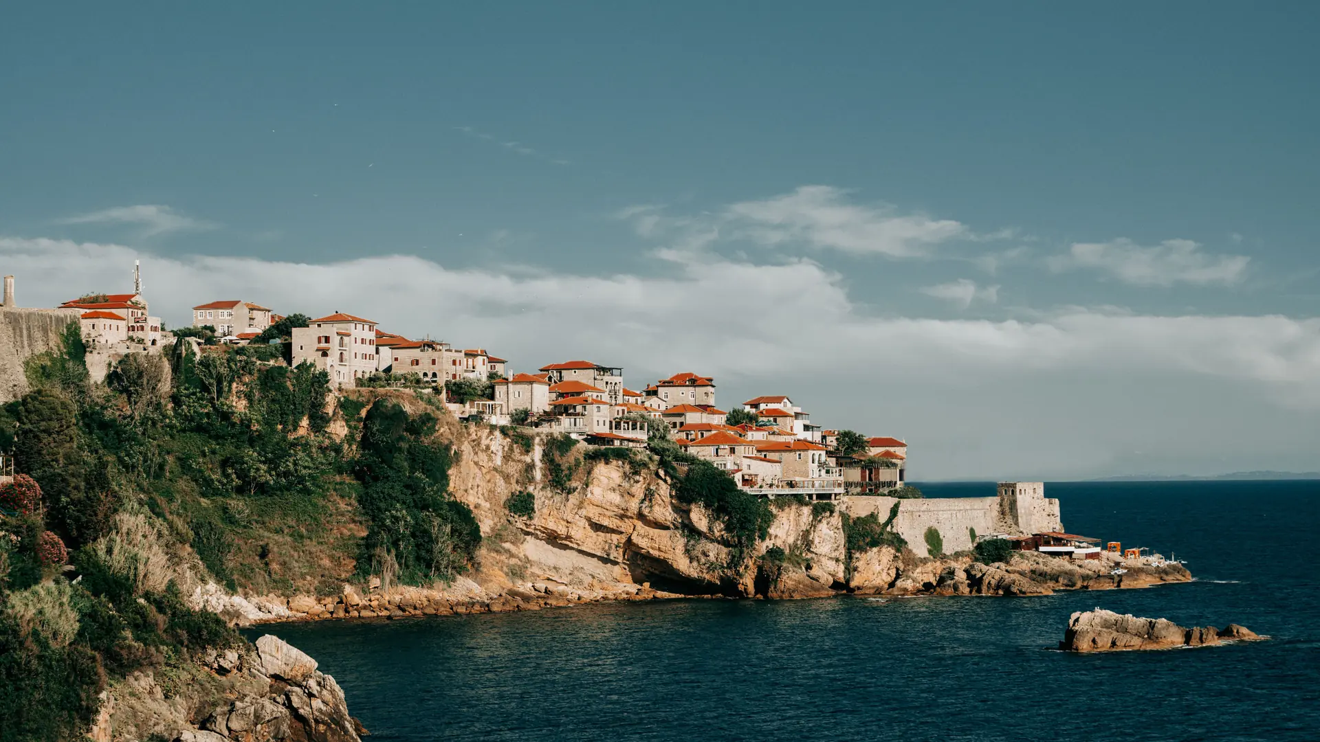 Ulcinj Old Town above the sunny southern Adriatic coast