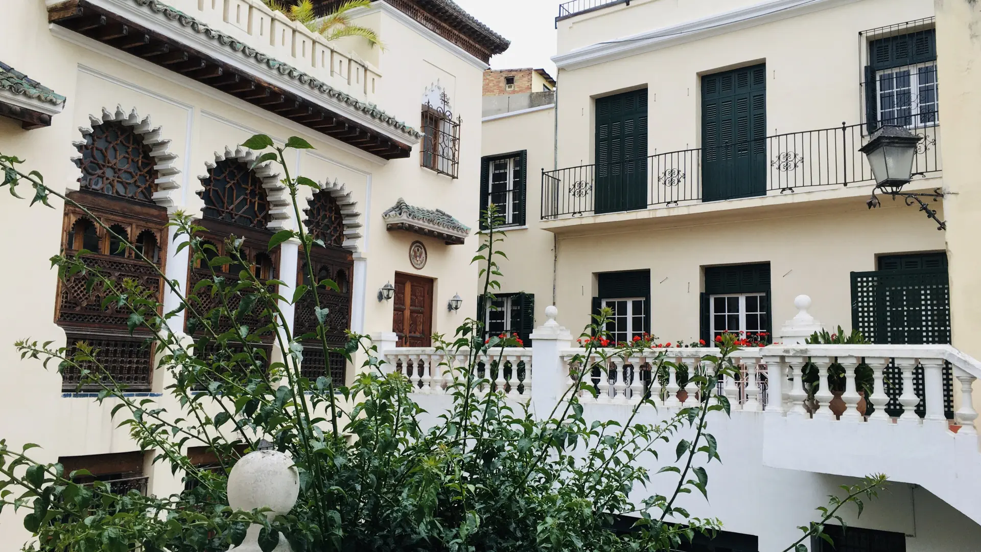 White Moroccan American Legation buildings in Tangier medina