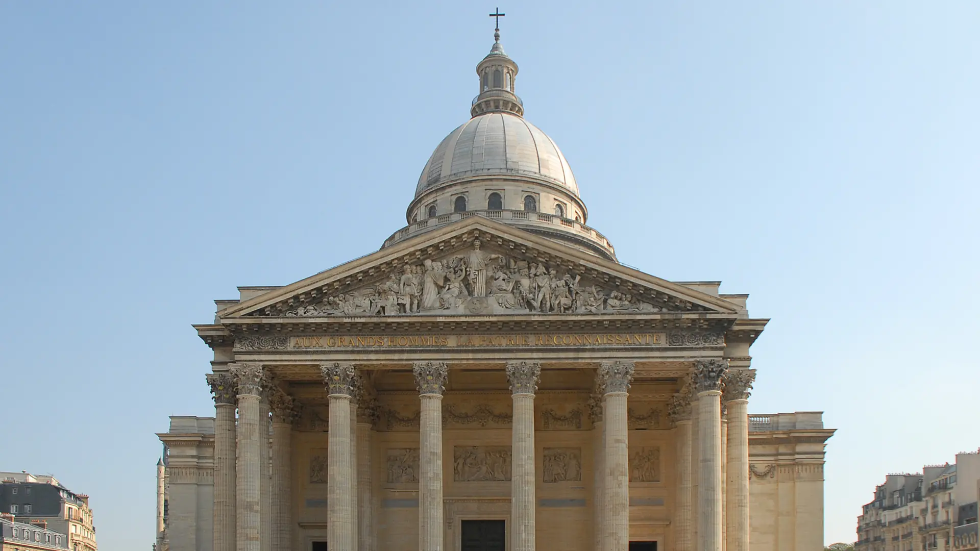 The domed Panthéon and its columned facade in Paris’s Latin Quarter