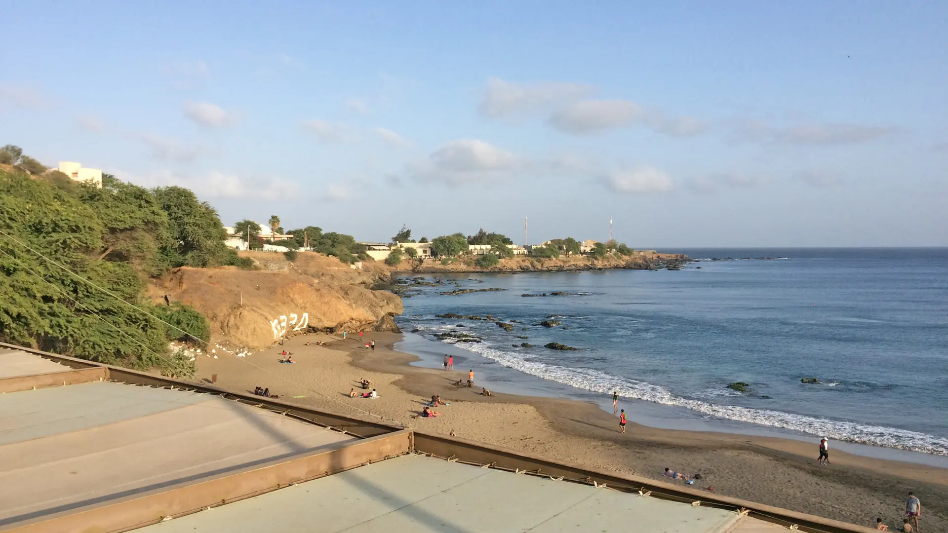 Sunny Quebra Canela beach and shoreline in Praia