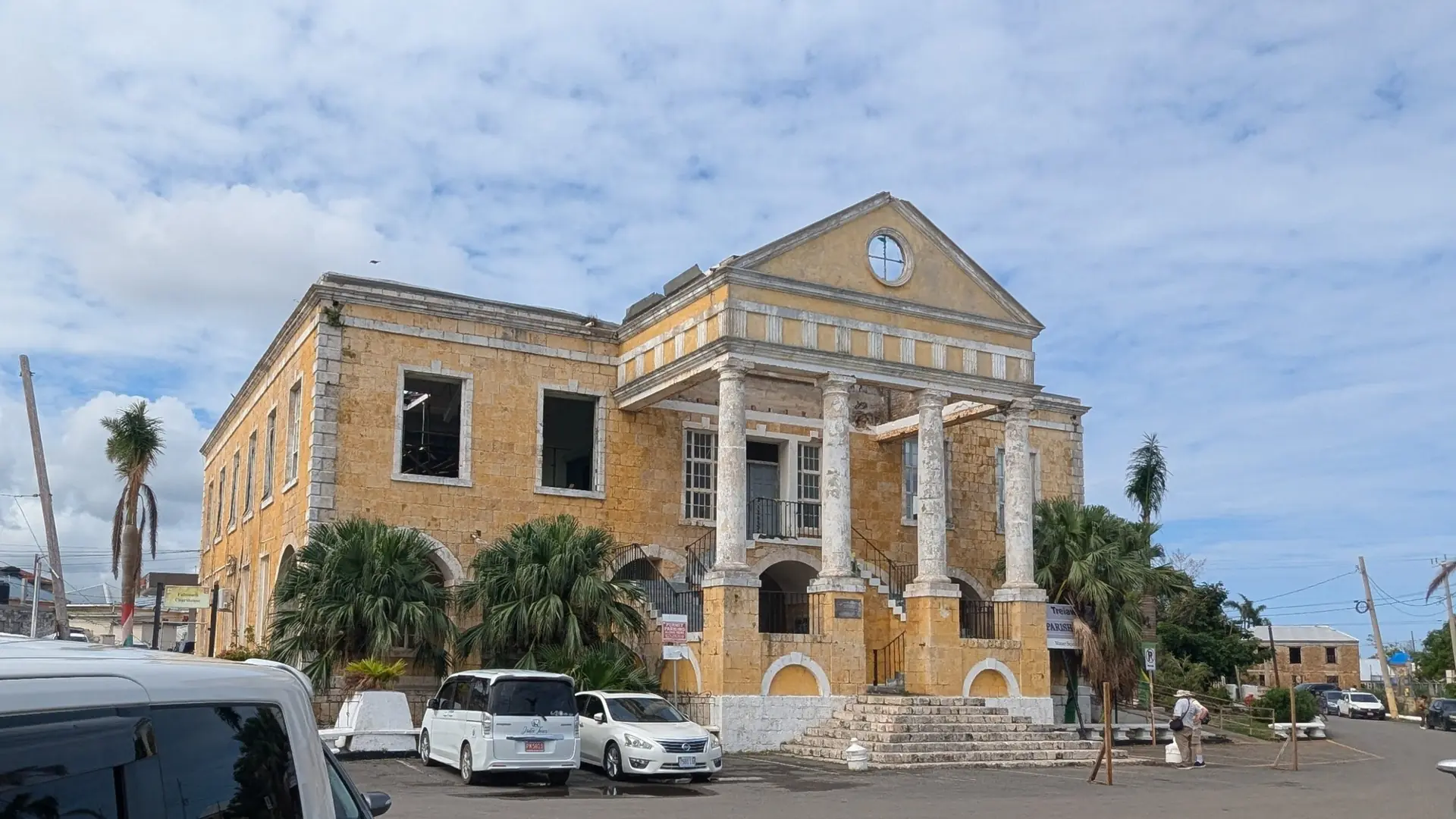 The columned Trelawny Parish Court House in Falmouth