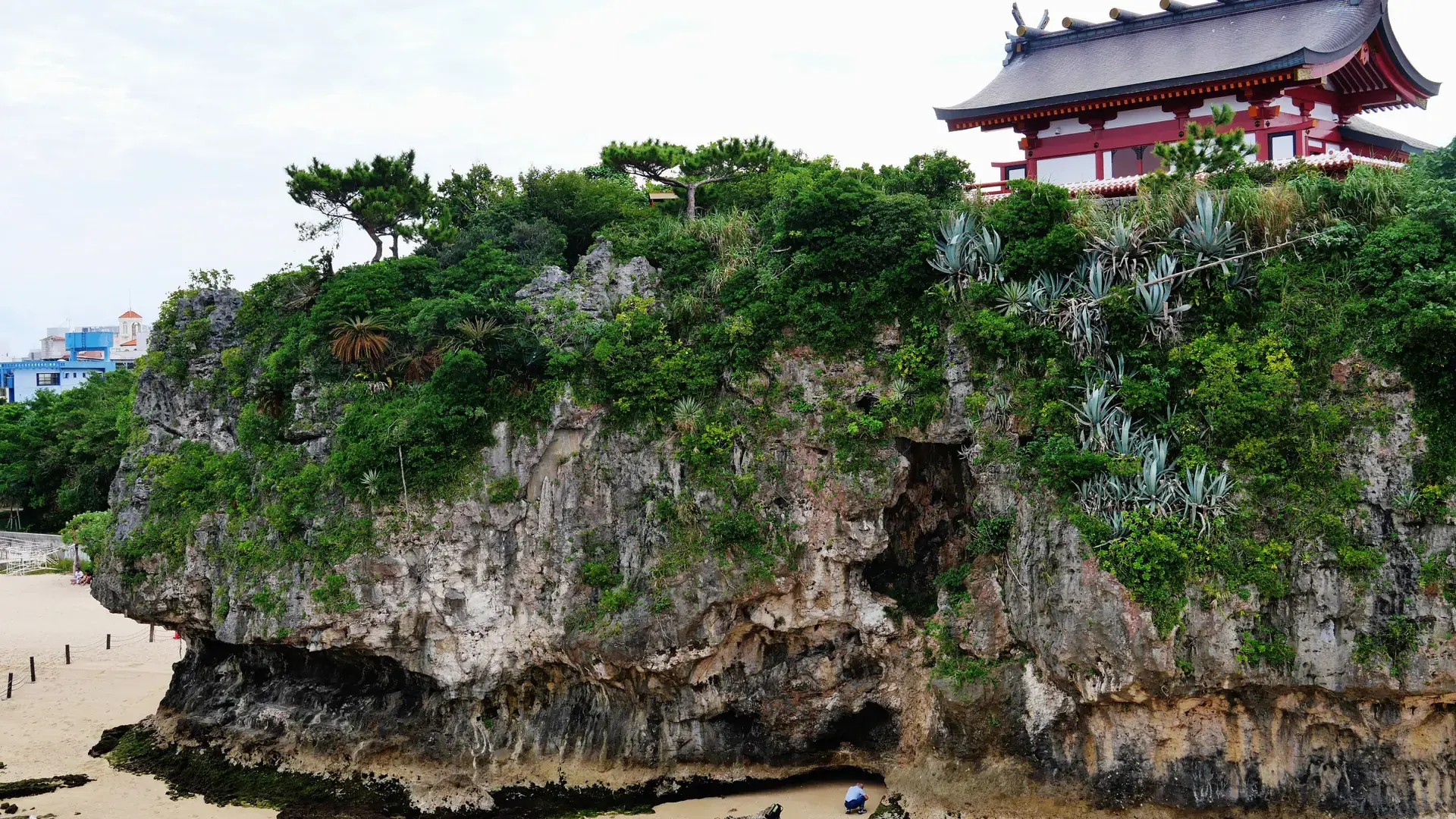 Naminoue Shrine above turquoise water and bright subtropical Naha coast