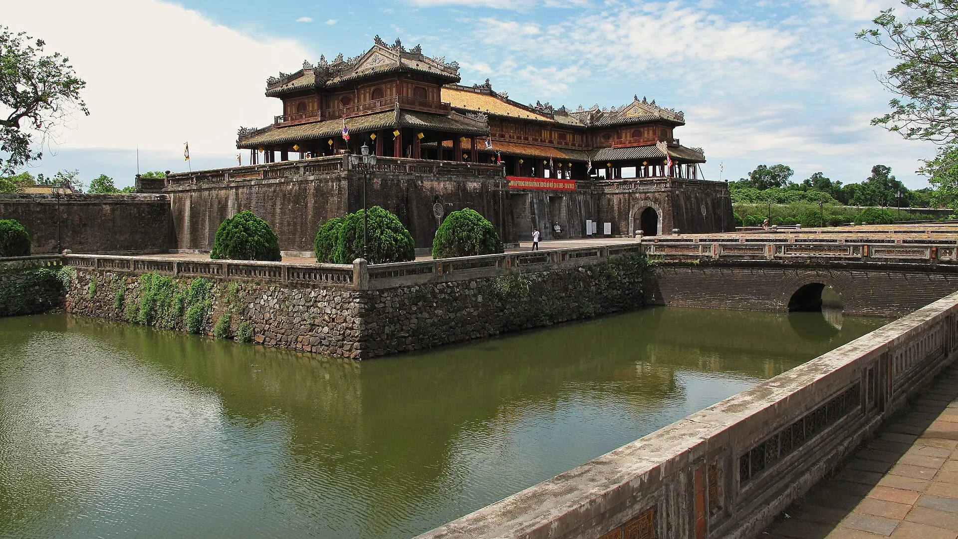 Hue Meridian Gate above its moat and embankment
