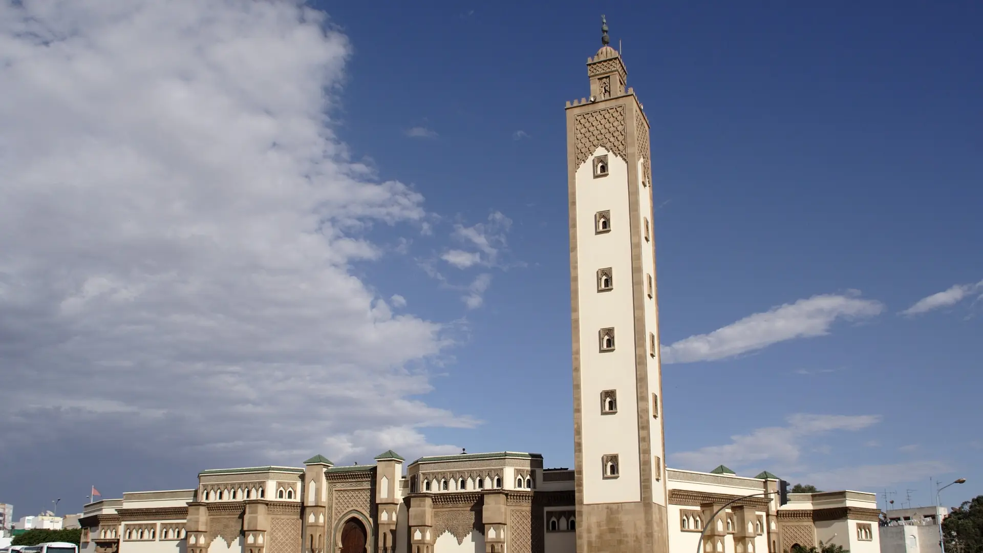 Mohammed V Mosque and minaret in Agadir’s Talborjt quarter in daylight