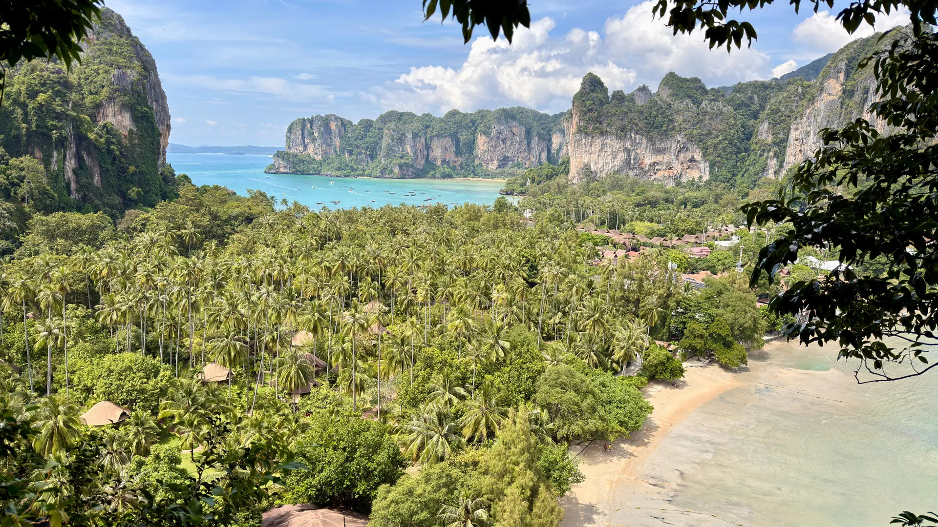 Railay’s limestone peninsula and bays seen from a viewpoint, a wider Krabi view