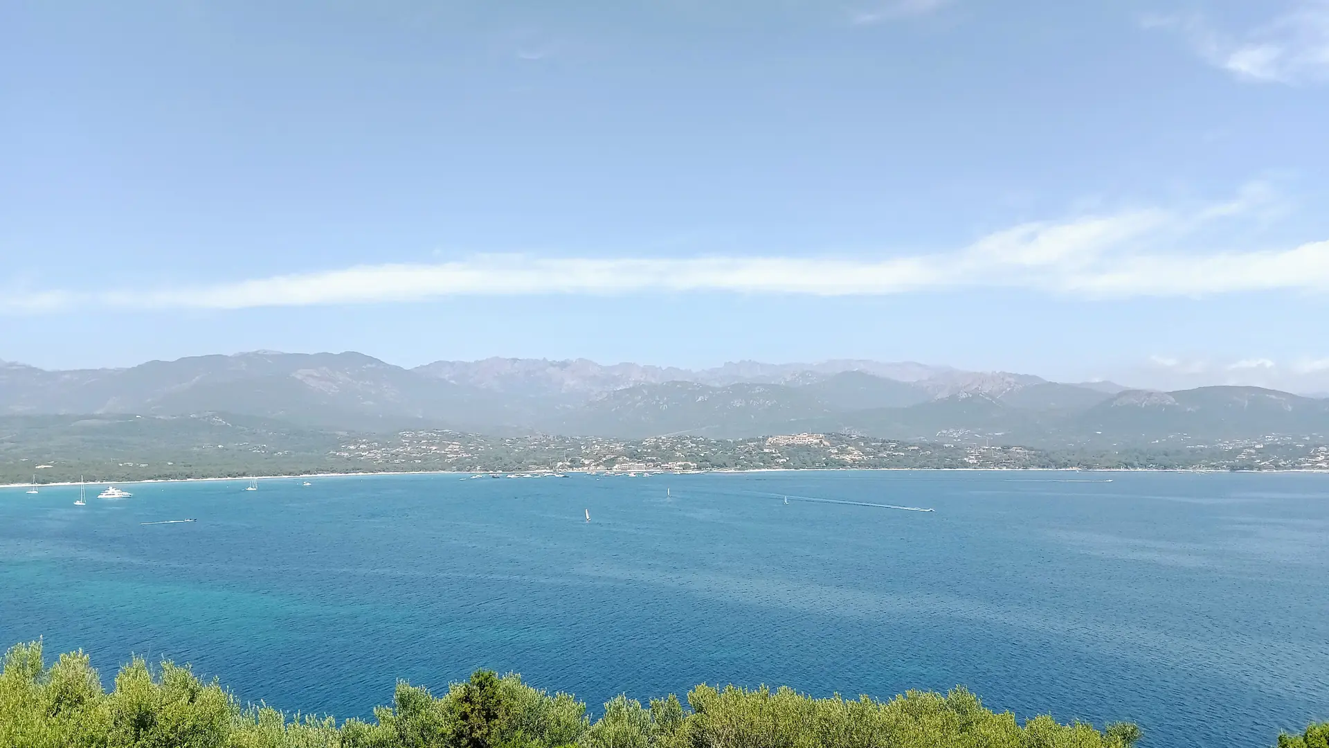 The Gulf of Pinarellu viewed from its tower on the coast north of Porto-Vecchio