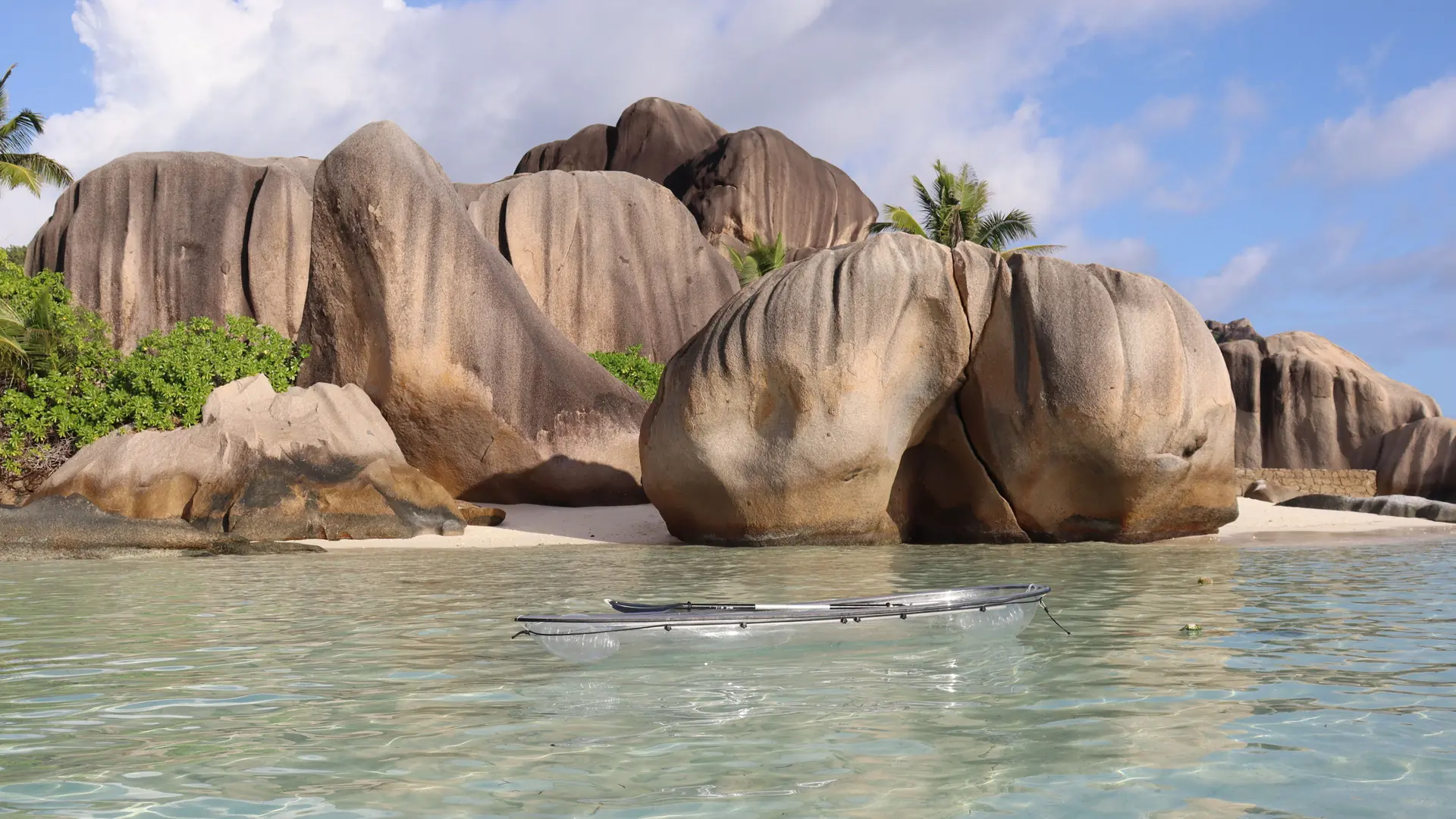 Turquoise water and granite boulders at Anse Source d'Argent on La Digue
