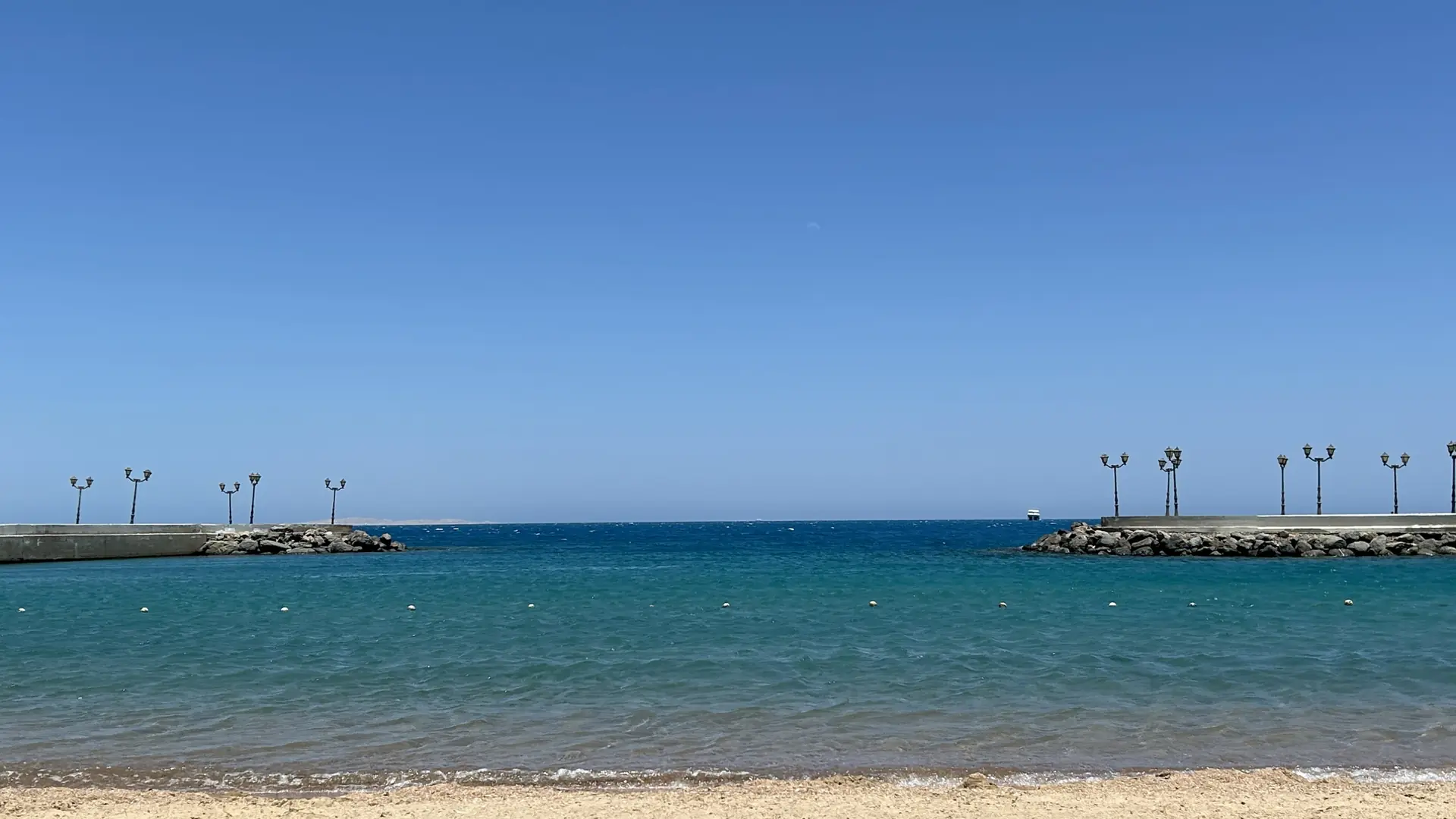 Clear turquoise Red Sea water beside a sunny Hurghada beach