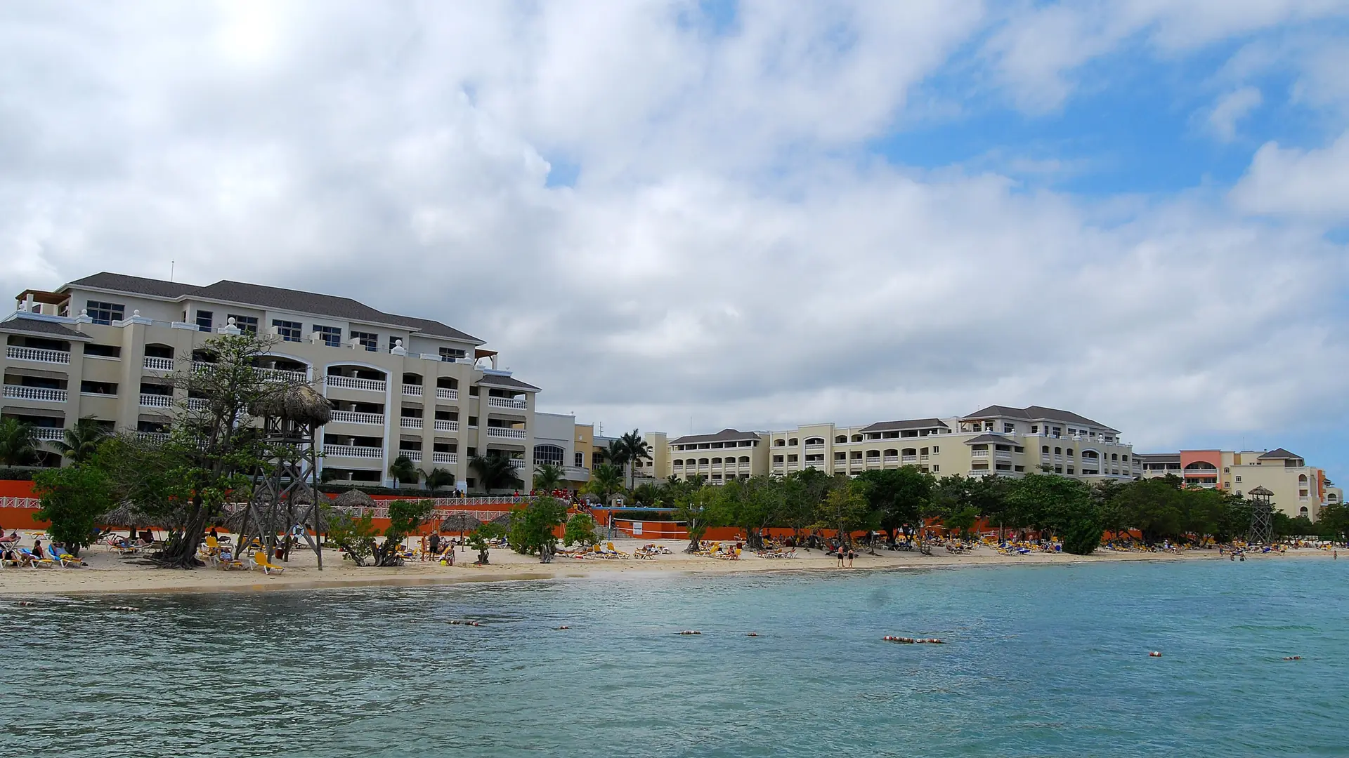 The Montego Bay resort coast at Rose Hall, photographed from the sea
