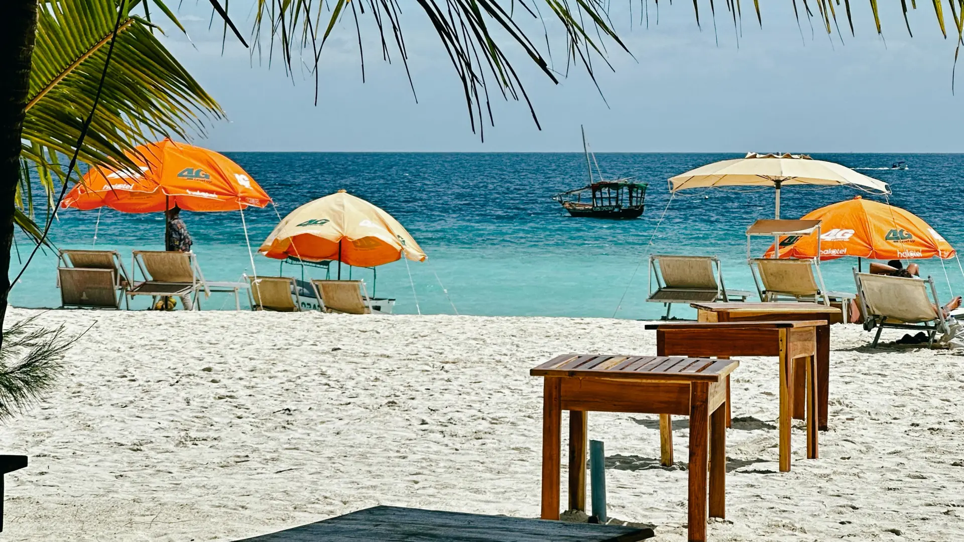 Bright northern Zanzibar beach at Nungwi with white sand and turquoise water