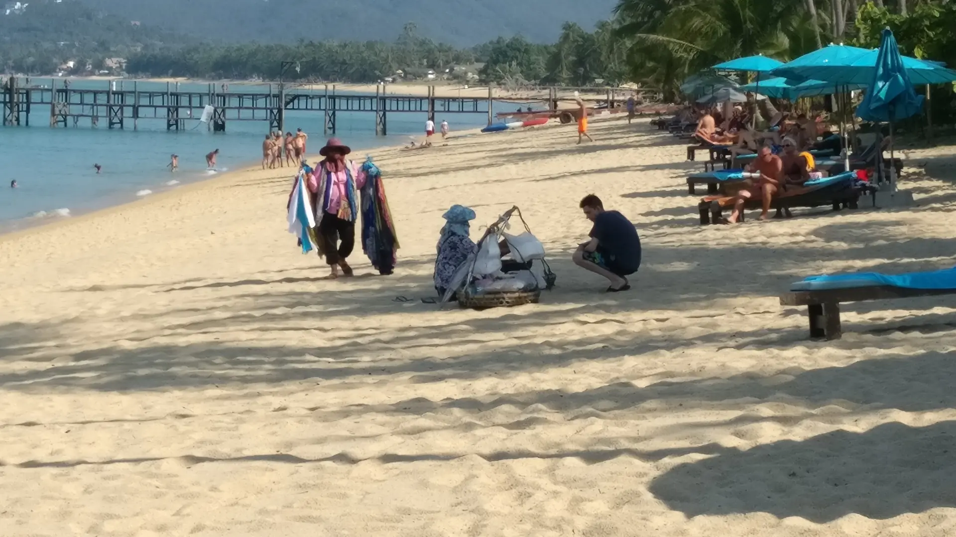 Mae Nam's palm-lined sand and calm blue water on Koh Samui
