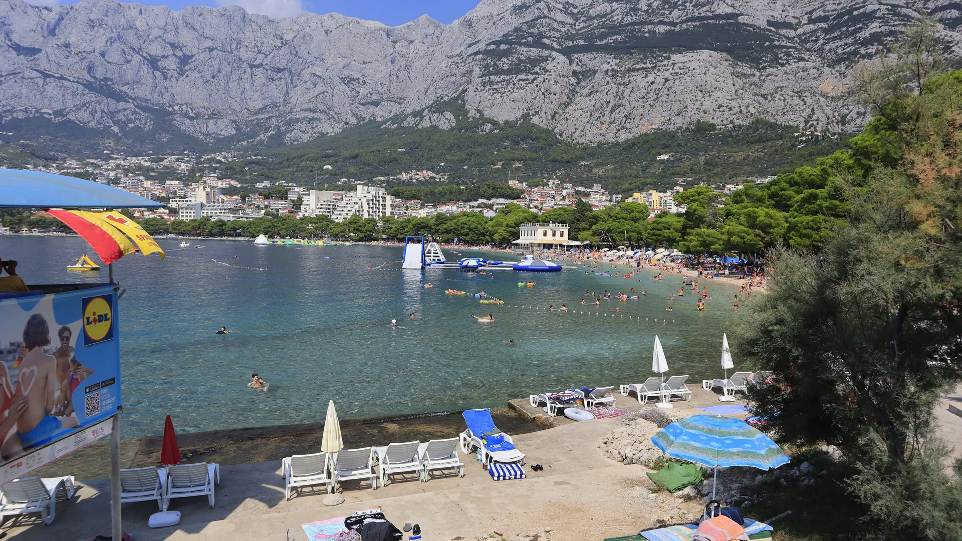 Makarska’s main pebble beach at Donja Luka