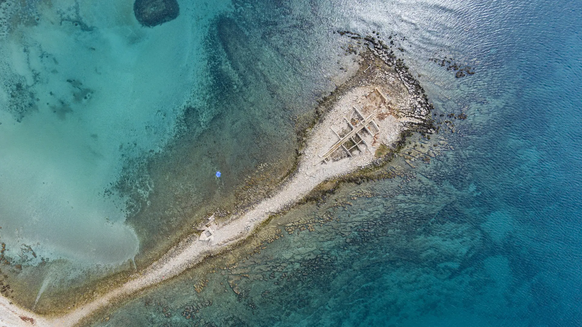 Aerial view of the Sipar archaeological site on the coast north of Umag