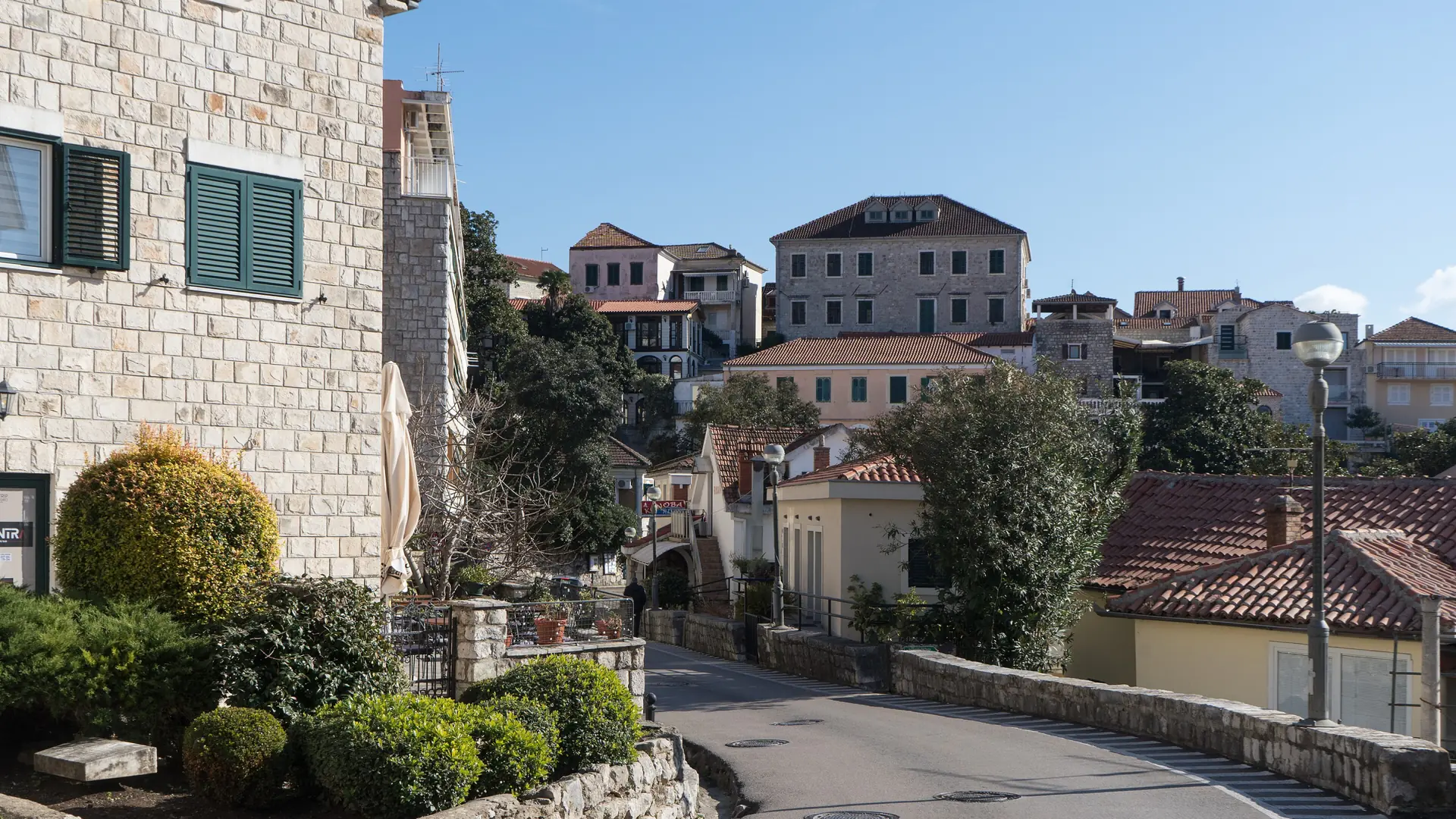 Stone buildings along Save Kovačevića street in Herceg Novi Old Town