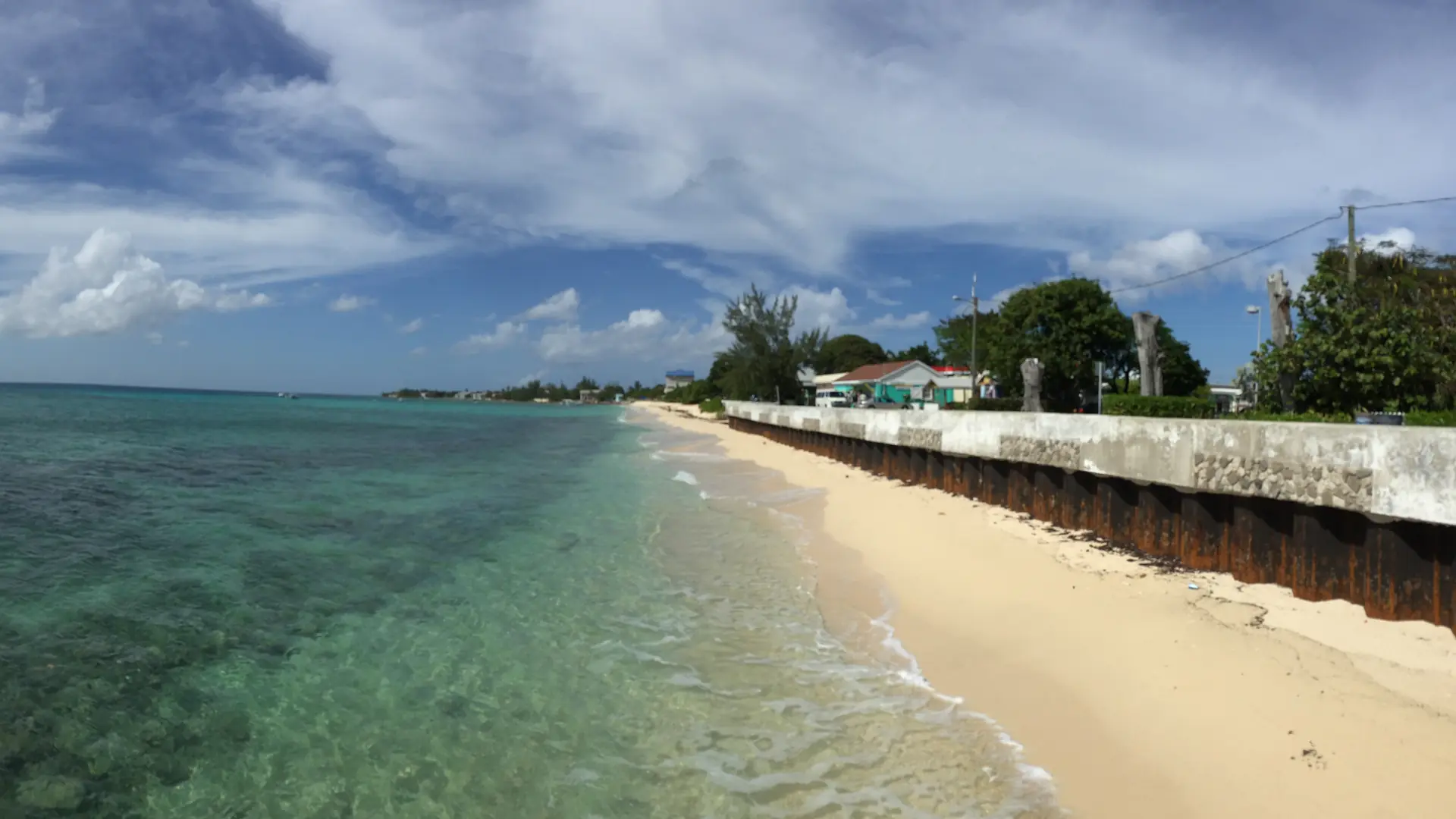 Boggy Sand Road and the coast in West Bay, Grand Cayman