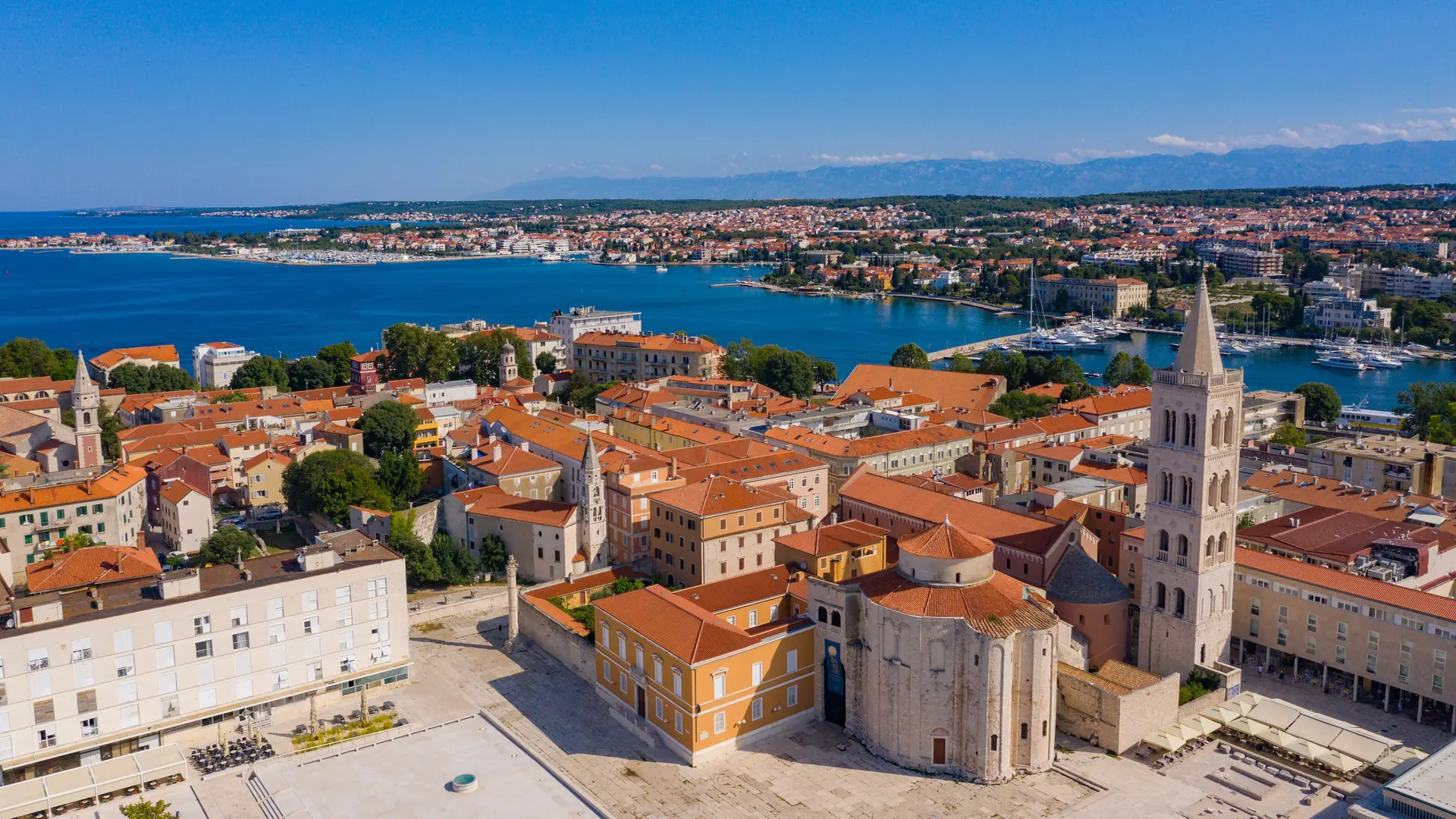 Zadar Roman Forum and St Donatus in crisp afternoon light