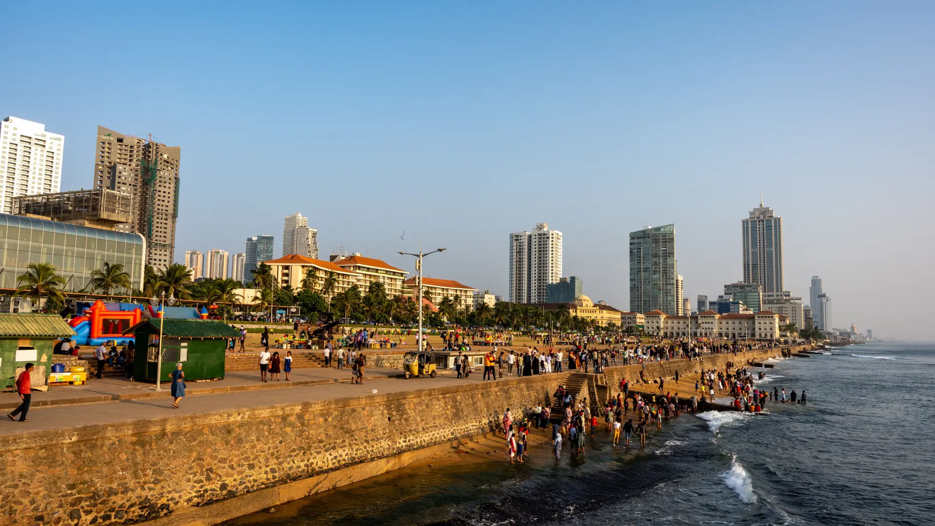 Colombo city and the Galle Face waterfront in clear daylight