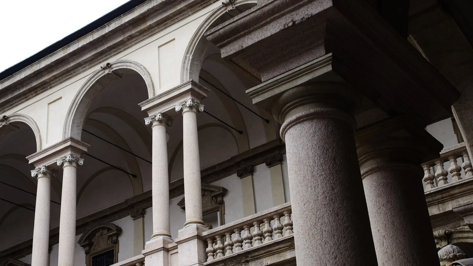 the colonnaded courtyard of the Palazzo di Brera in Milan