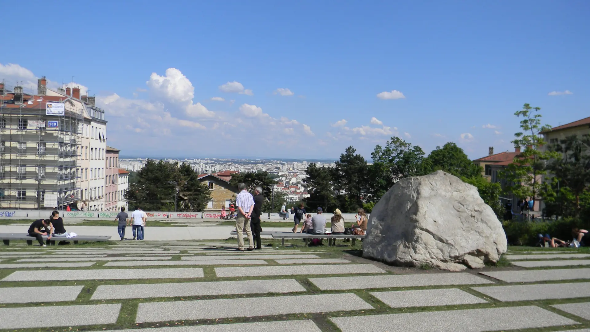 The Gros Caillou and city view from Lyon’s Croix-Rousse plateau