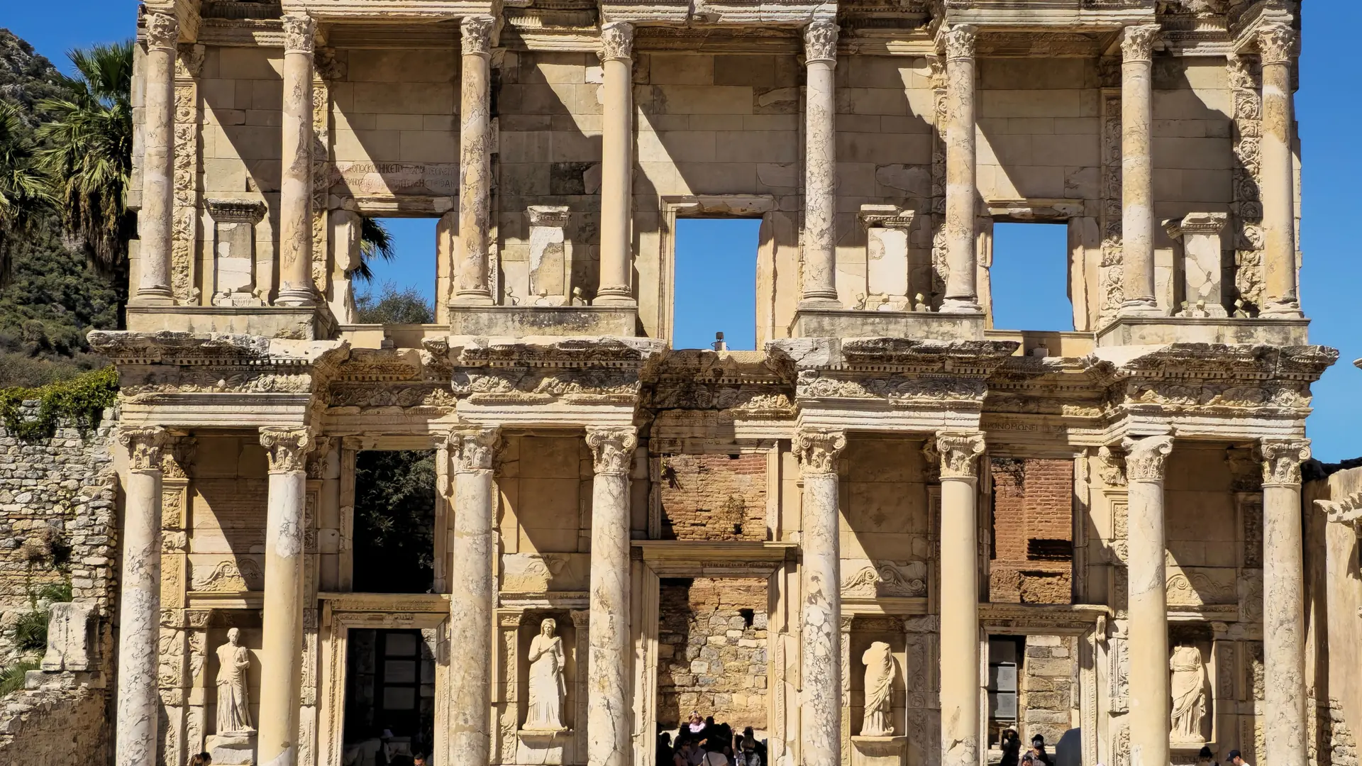 Ornate façade of the Library of Celsus at Ephesus